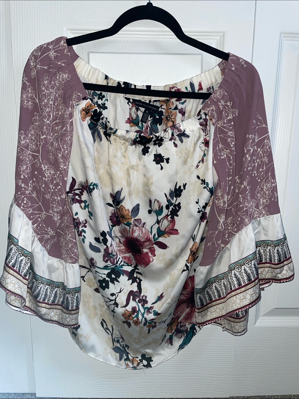 White House Black Market Floral Off-Shoulder Blouse